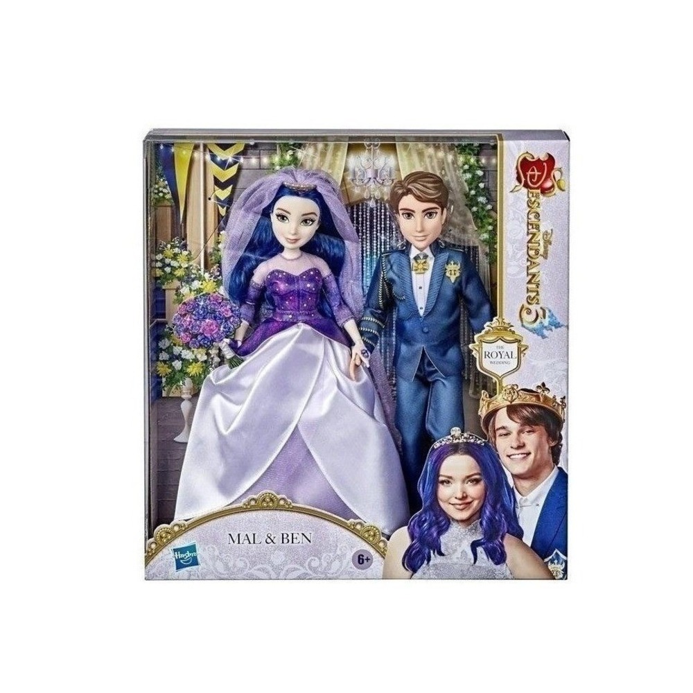 Disney Descendants 3 Mal‎ & Ben Royal Wedding Dolls 2-Pack Kids Purple Blue NEW